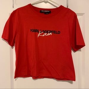 Karl Lagerfeld Kaia red cropped tee size M